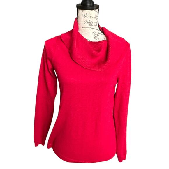 Chico's Red Cowl Neck Long Sleeve Lightweight Sweater 0 Small Minor Flaw - Picture 1 of 8